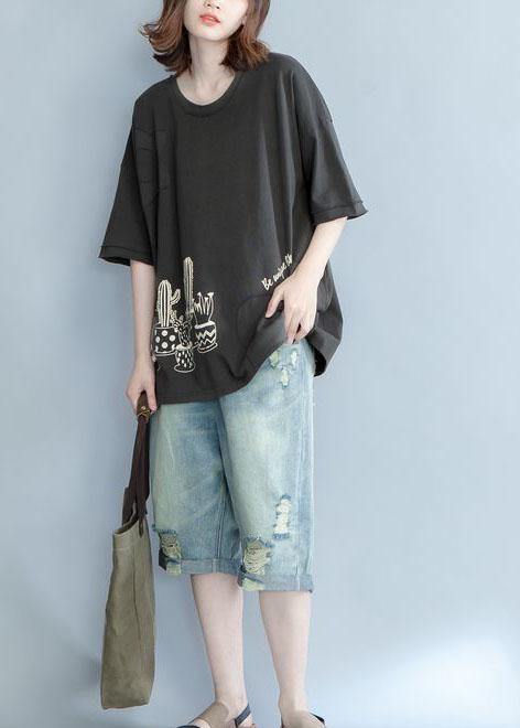 Style Dark Appliques Cotton Tunic Prints Cotton Summer Top