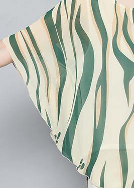 Style Green Print Clothes O Neck Batwing Sleeve Short Shirt