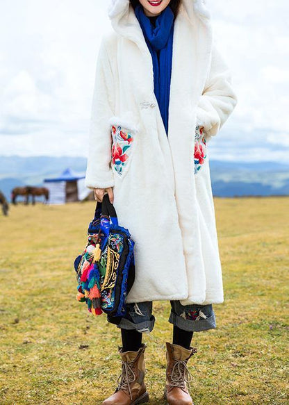 Style Hooded Embroidery Outfit White Box Outwears