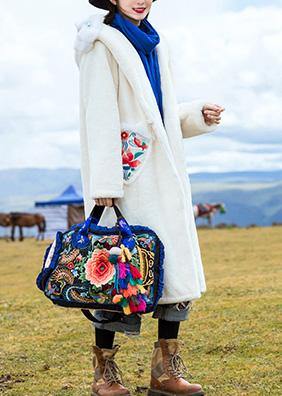 Style Hooded Embroidery Outfit White Box Outwears