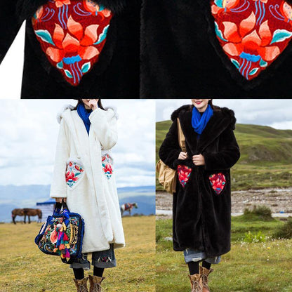Style Hooded Embroidery Outfit White Box Outwears
