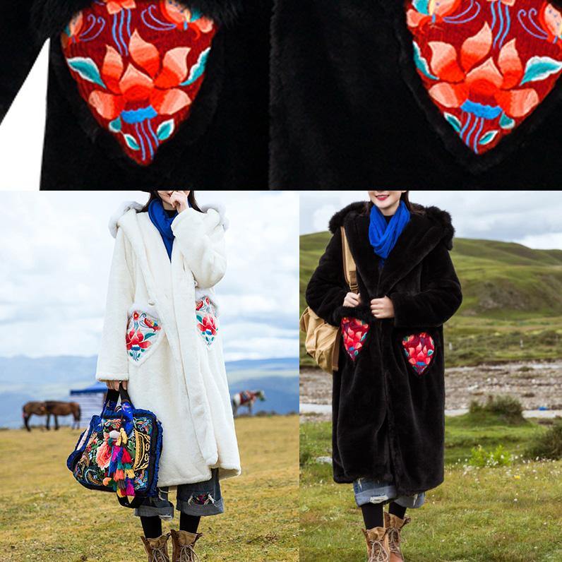 Style Hooded Embroidery Outfit White Box Outwears
