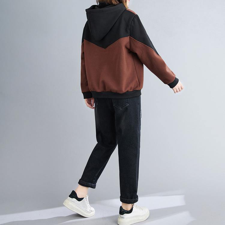Style Hooded Patchwork Clothes for Photography Chocolate Shirt