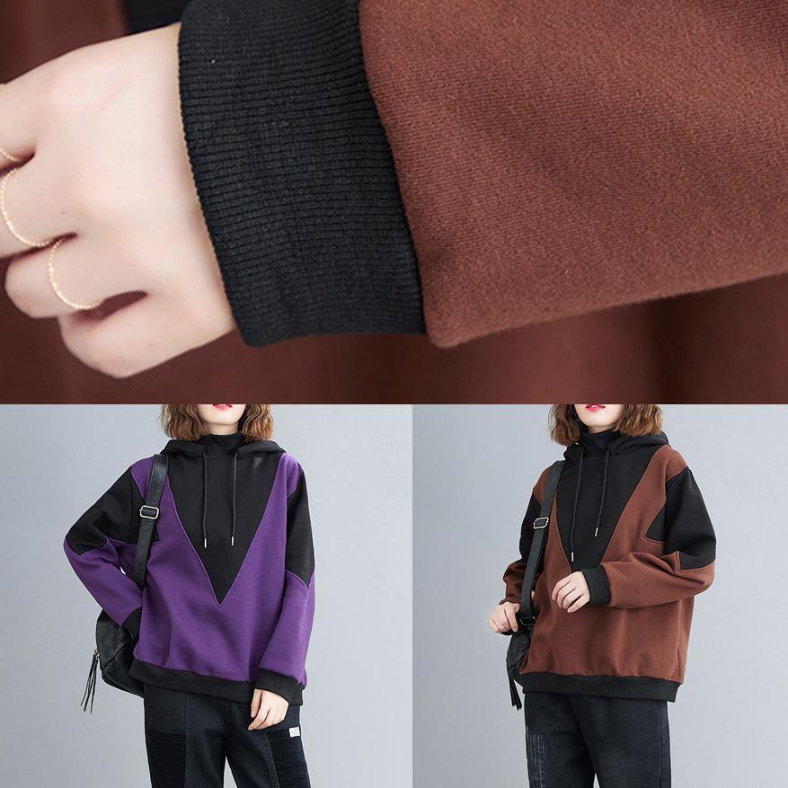 Style hooded patchwork clothes For Women Photography chocolate shirt