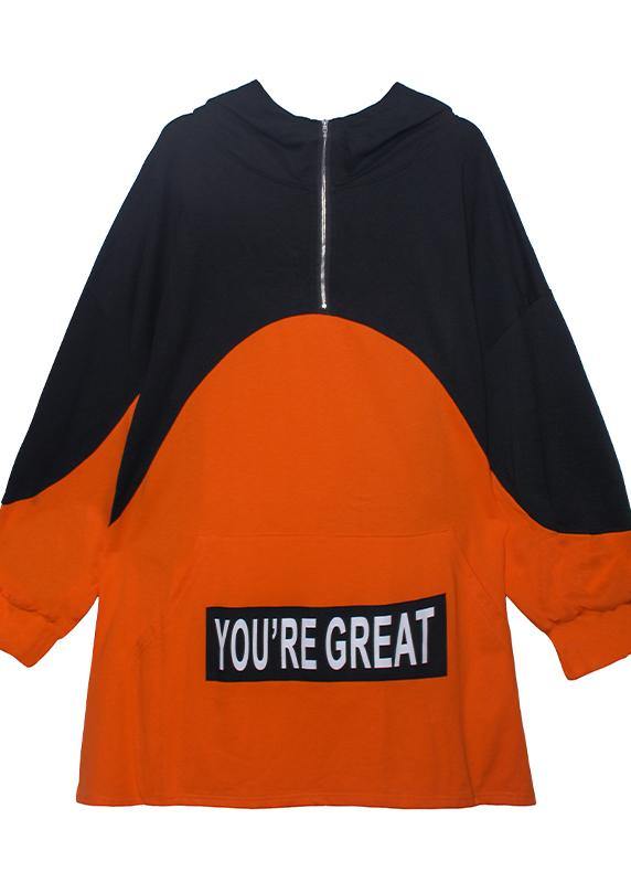 Style Hooded Patchwork Dresses Ideas Blue Letter Dress