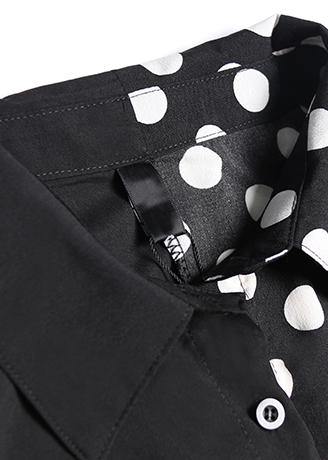 Style Lapel Asymmetric Chiffon Robes Boutique Tutorials Black Dotted Dress Summer