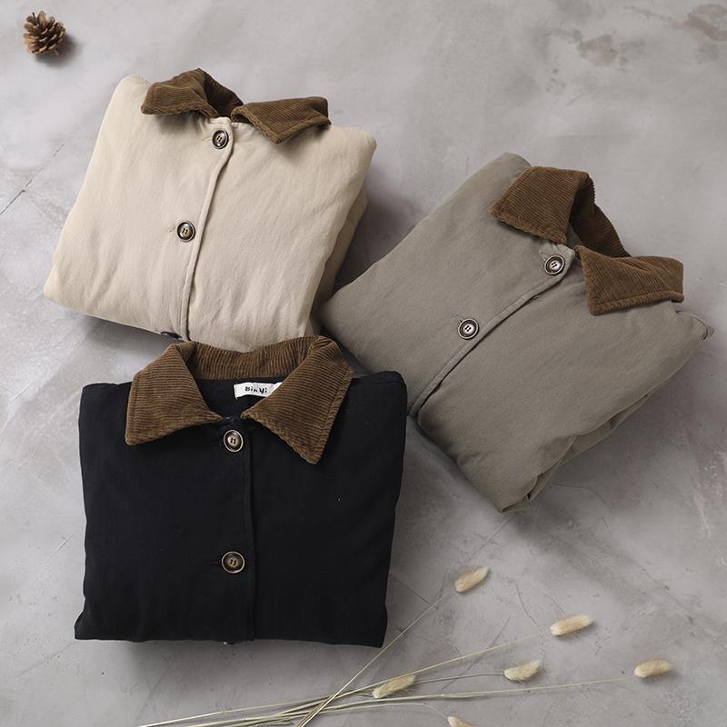 Style Lapel Patchwork Coat Black Clothing Coat