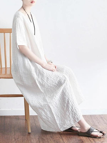 Style O Neck Asymmetric Cotton Clothes Shirts White Dress Summer
