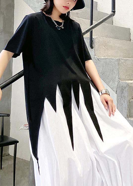 Style O Neck Asymmetric Summer Tunics for Work Outfits Black Top