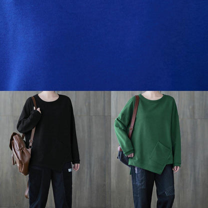 Style o neck asymmetric top Tunic Tops blue shirt
