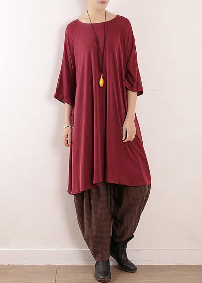 Style O Neck Large Hem Silk Quilting Clothes Omychic Work Red Daily Dresses Summer
