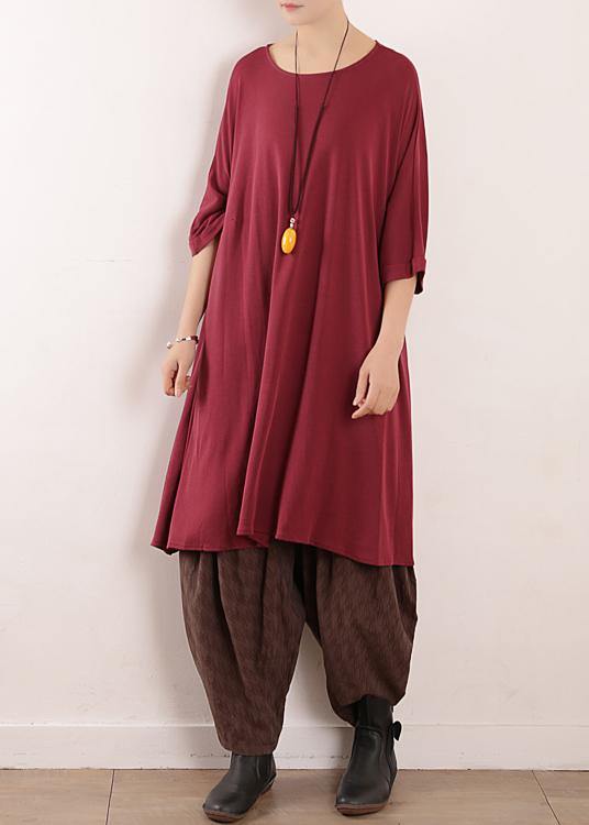 Style O Neck Large Hem Silk Quilting Clothes Omychic Work Red Daily Dresses Summer