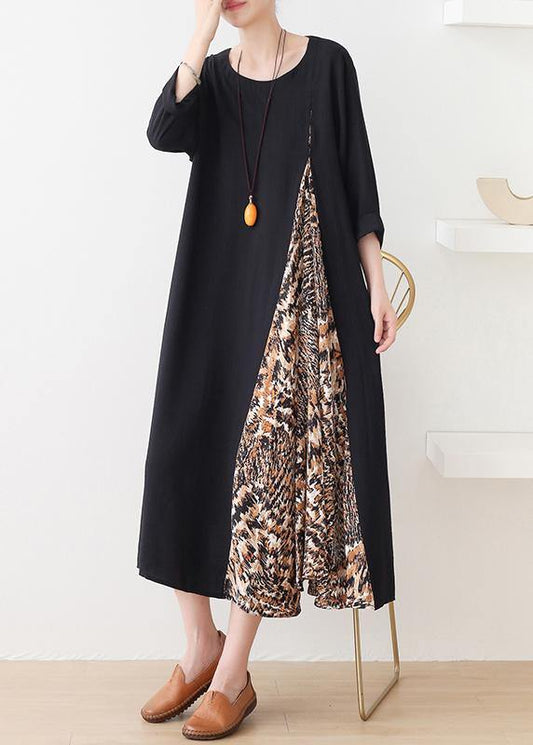Style O Neck Patchwork Clothes for Shirts Black Traveling Dress
