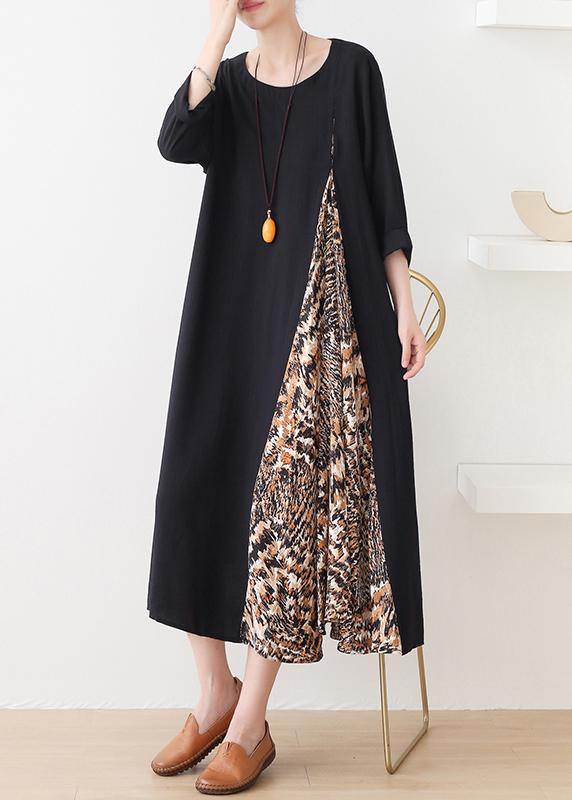Style O Neck Patchwork Clothes for Shirts Black Traveling Dress