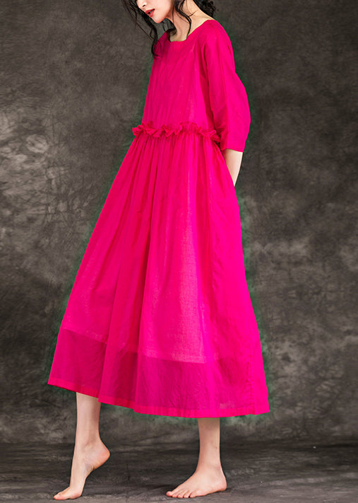 Style O Neck Patchwork Cotton Long Boutique Shirts Rose Clothing Dresses Summer