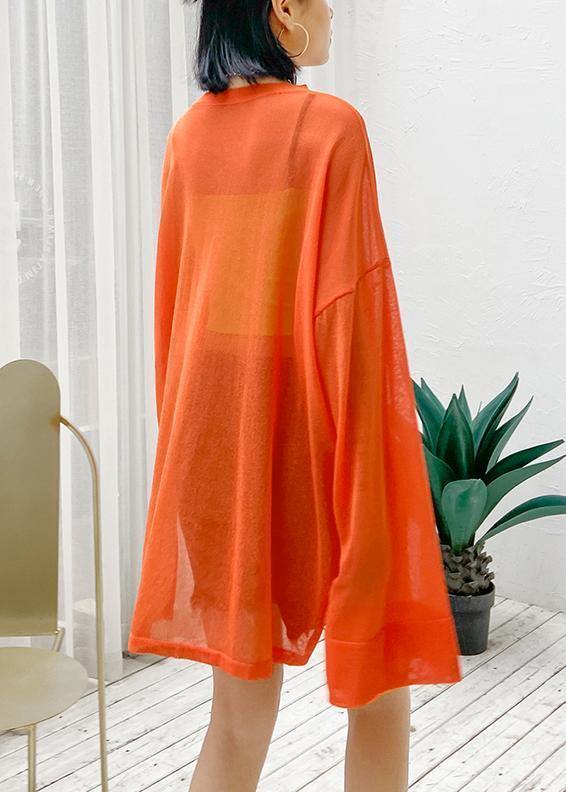 Style O Neck Summer Pattern Orange Sun Protection Clothing