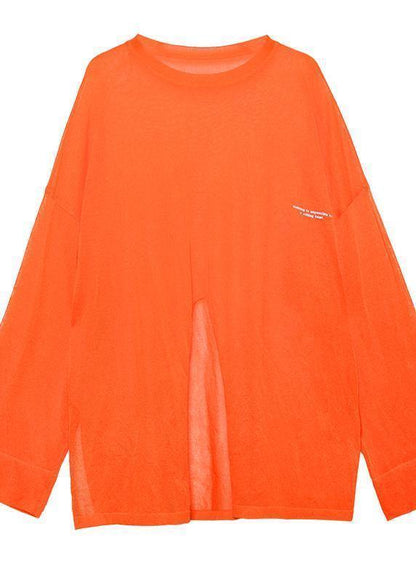 Style o neck summer pattern orange Sun protection clothing