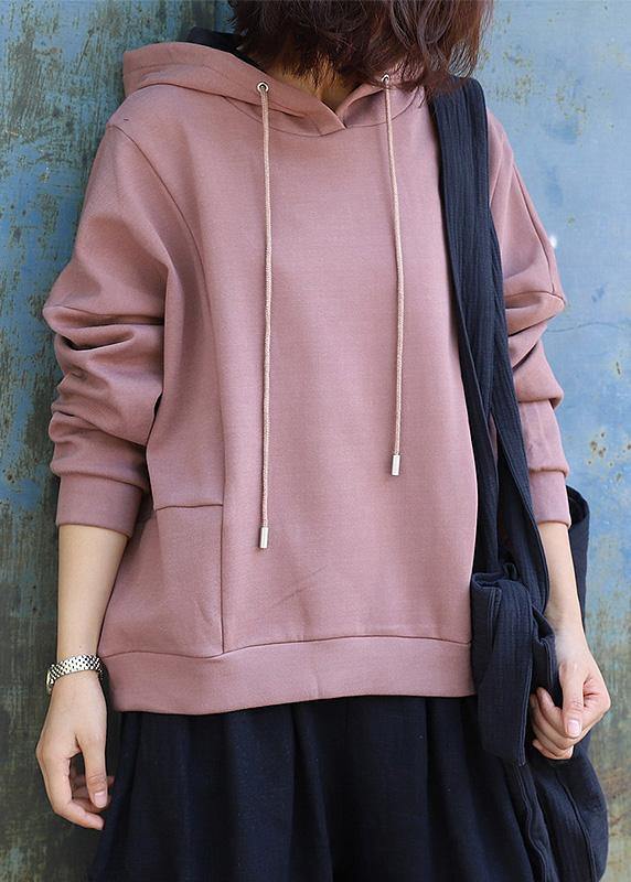 Style Patchwork Cotton Hooded Blouse Tutorials Pink Pullover