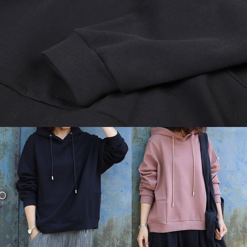 Style Patchwork Cotton Hooded Blouse Tutorials Pink Pullover