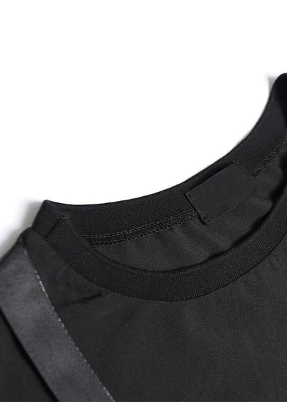 Style Patchwork Tassel Cotton Clothes Black Dresses Summer