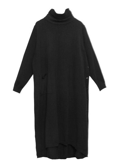 Style Side Open Cotton Tunic Top Work Outfits Black a Line Dresses Fall