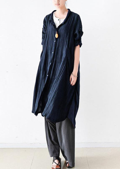 Style V Neck Asymmetric Linen Robes Neckline Burgundy Dress Fall