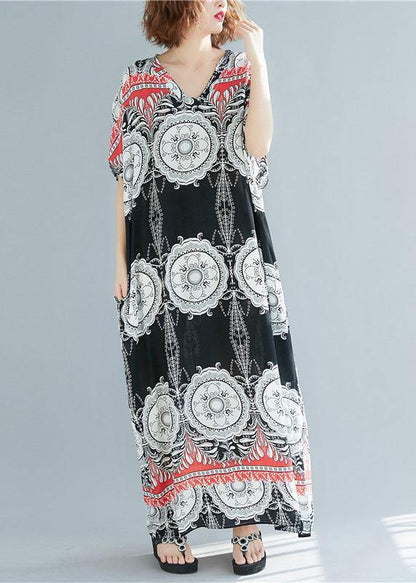 Style V Neck Pockets Cotton Summer Outfit Neckline Maxi Dress