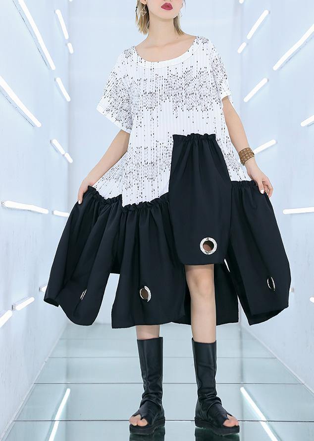 Style White Cotton Dresses Patchwork a Line Summer Dress