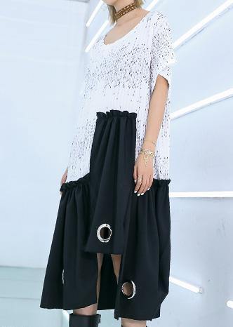 Style White Cotton Dresses Patchwork a Line Summer Dress