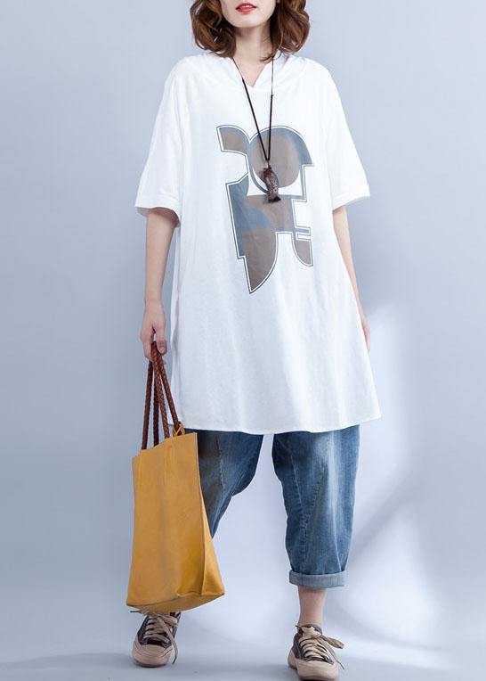 Style White Cotton Long Shirts Prints Daily Summer Shirts