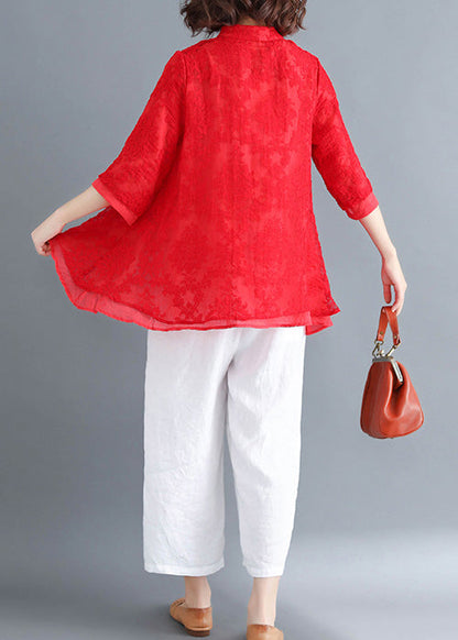 Style White Lace Top Silhouette Button Down Dresses Summer Blouse