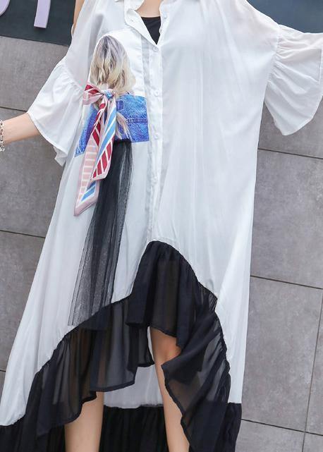 Style White Off the Shoulder Cotton Tunics Asymmetric Hem Maxi Summer Dresses