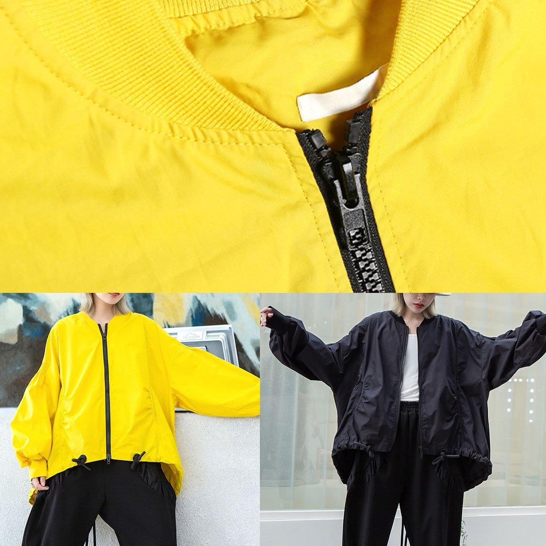Style Yellow Box Short Coat Photography Drawstring Hem Fall Outwear