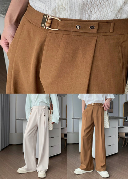 Stylish Apricot Pockets High Waist Spandex Pants Fall