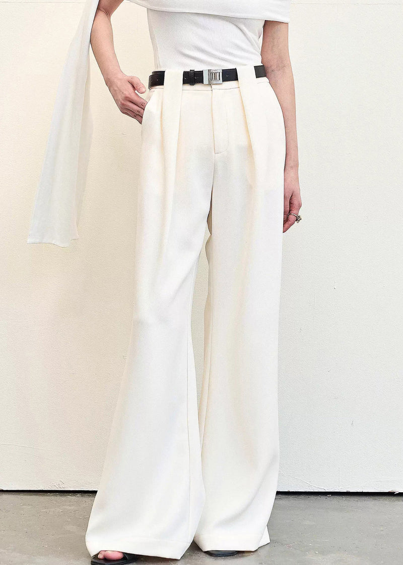 Stylish Beige Pockets High Waist Spandex Pants Summer