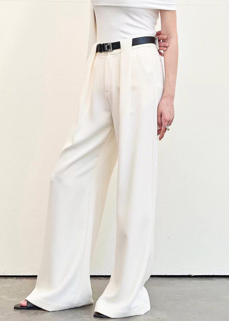 Stylish Beige Pockets High Waist Spandex Pants Summer