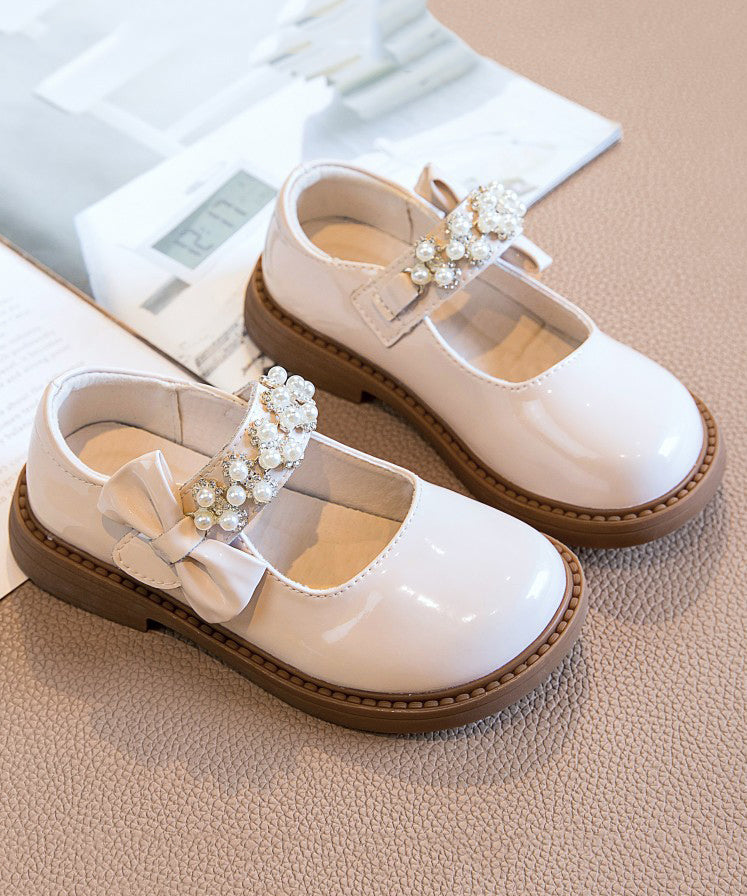 Stylish Black Buckle Strap Nail Bead Kids Loafer Shoes