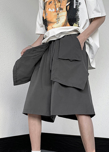 Stylish Black Patchwork Tie Waist Wide Leg Pants Summer