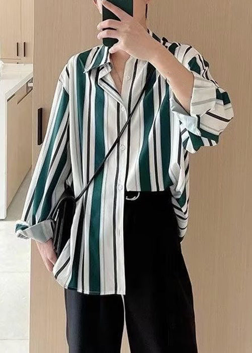 Stylish Black Striped Button Cotton Men Shirts Spring