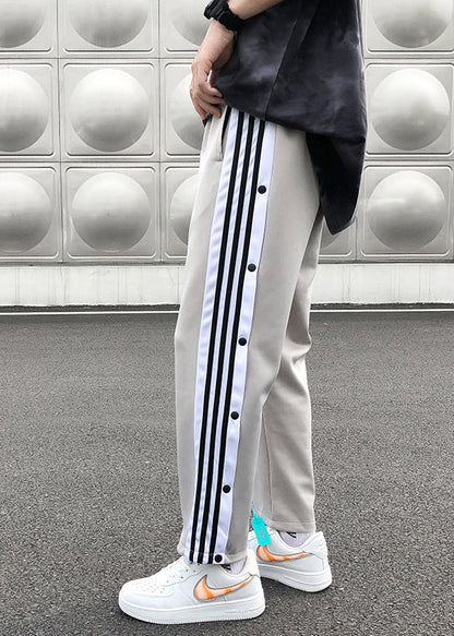 Stylish Black Striped Side Open Cotton Pants Clothing Summer