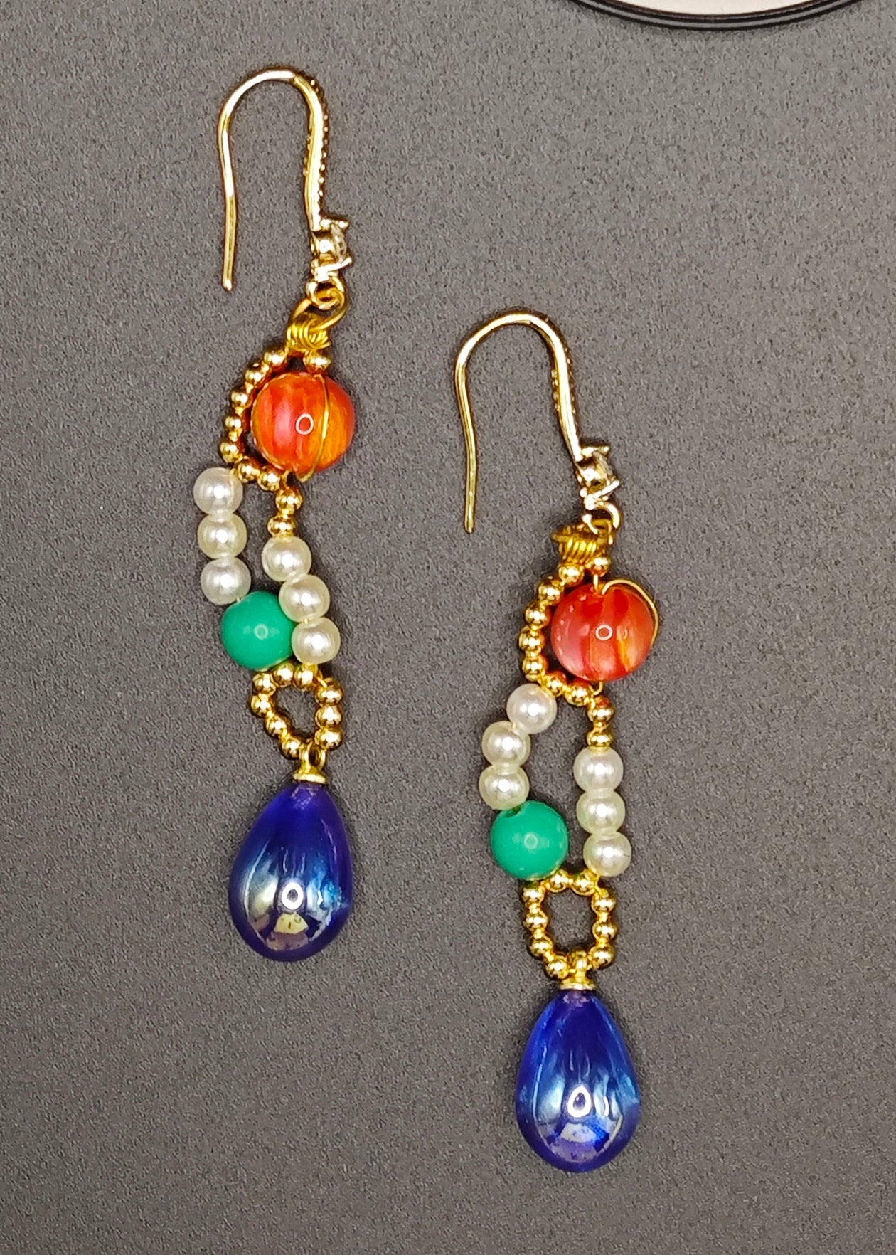 Stylish Blue Water Droplet Gem Stone Drop Earrings