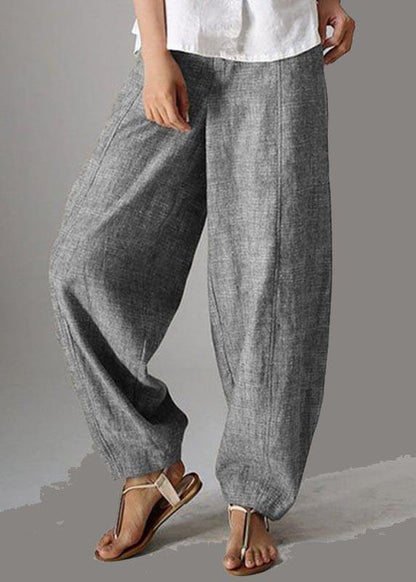 Stylish Yellow Polka Dots Pockets Cotton Harem Wide Leg Pants Summer