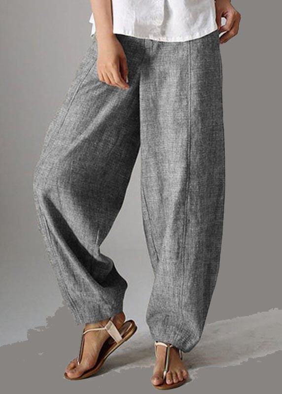 Stylish Yellow Polka Dots Pockets Cotton Harem Wide Leg Pants Summer