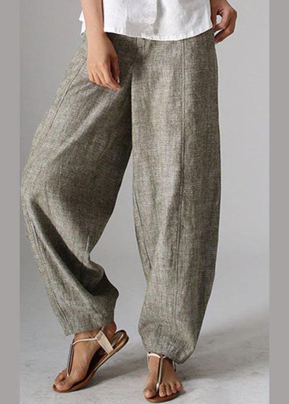Stylish Yellow Polka Dots Pockets Cotton Harem Wide Leg Pants Summer