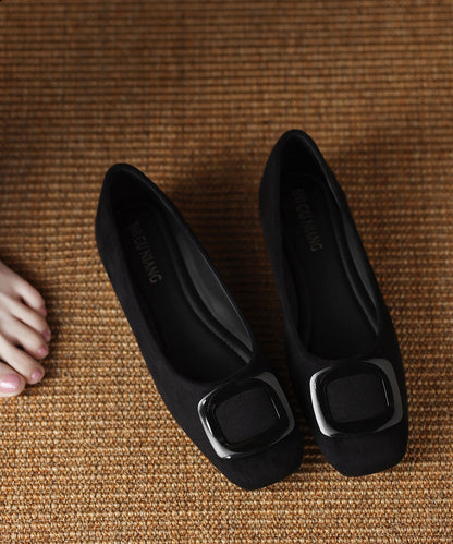 Stylish Flat Shoes for Black Cowhide Leather