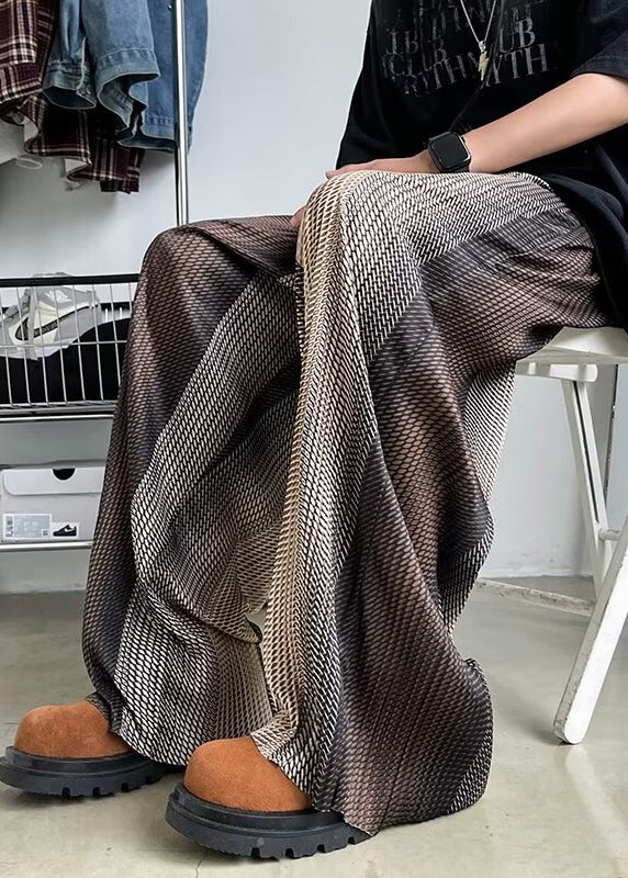 Stylish Gradient Color Oversized Print Draping Pants Spring