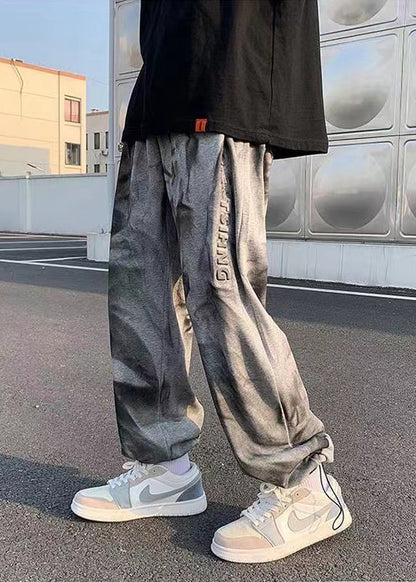 Stylish Grey Oversized Tie Dye Cotton Pants Spring