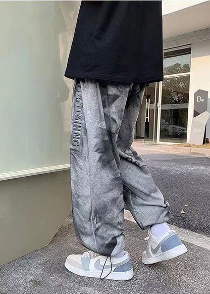 Stylish Grey Oversized Tie Dye Cotton Pants Spring