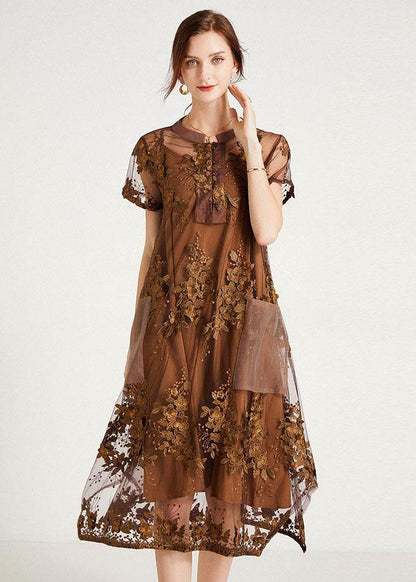 Stylish Khaki Button Pockets Summer Two Pieces Set Short