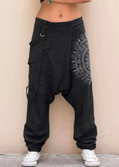 Stylish Navy Plaid Original Design Cotton Harem Pants Summer